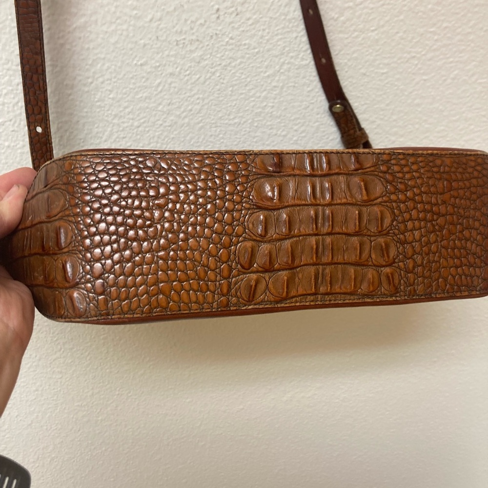 BRAHMIN Leather and Croc Embossed Cognac Shoulder Bag - Picture 5 of 7